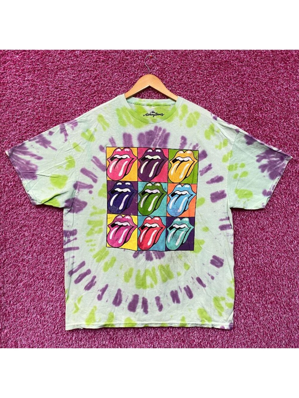 The Rolling Stones Hot Lips Pop Art Rock Tie Dye XL